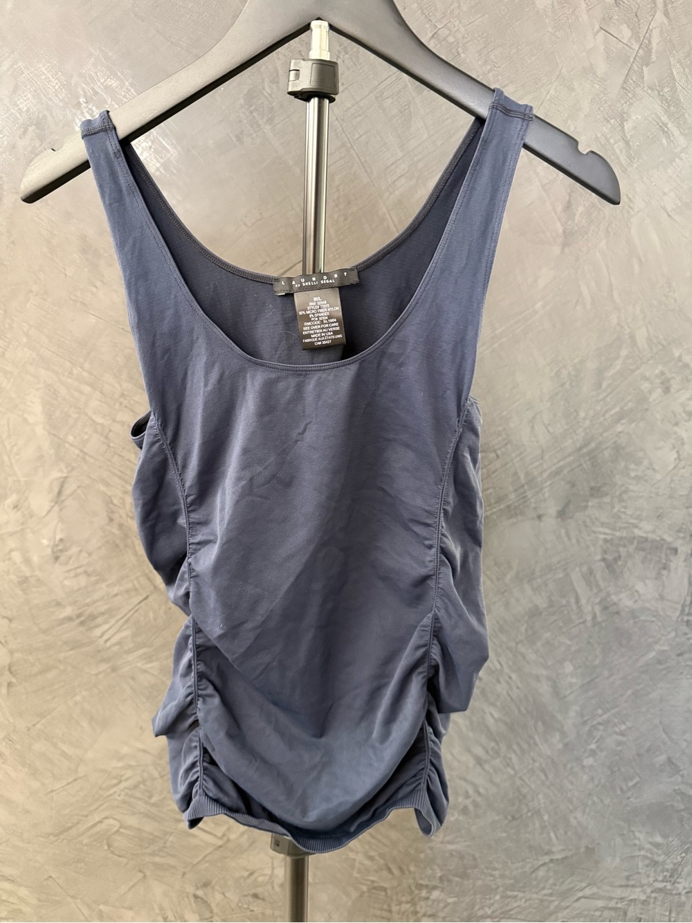 EUC Laundry By Shelli Segal Blue Ruched Side Tank size M/L
